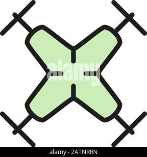 Vector fast drone flat color line icon. Stock Vector