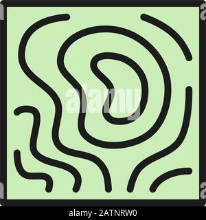 Geographic topographic map grid, geolocation flat color line icon. Stock Vector