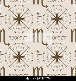 Astrology sign Scorpion. Seamless pattern Stock Vector