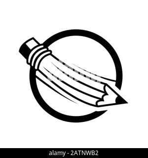 Vector Illustration of fountain pen, pencil and ballpoint pen drawing lines. Lines are on separate layer. Stock Vector