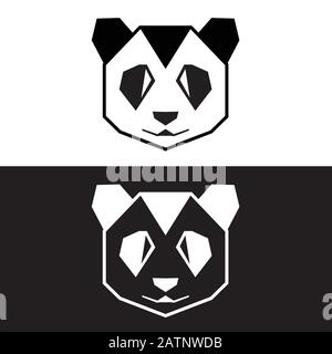 Cute panda face. Vector illustration panda bear . Logo design template. Animal Logotype concept icon Stock Vector