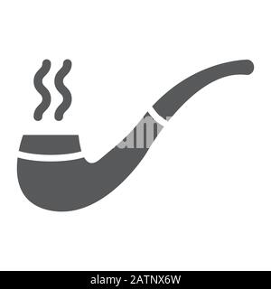 Smoking pipe glyph icon, st patrick's day and retro, tobacco pipe sign, vector graphics, a solid pattern on a white background, eps 10. Stock Vector