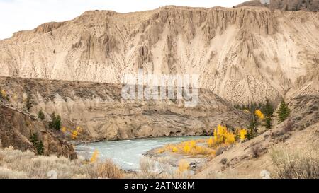 The Chilcotin River flowing through the beautiful BC grasslands habitat. Stock Photo