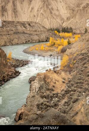 The Chilcotin River flowing through the beautiful BC grasslands habitat. Stock Photo