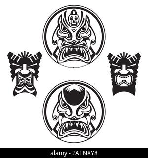 Image of a mask of the Mayans with ethnic ornament. Vector illustration Stock Vector