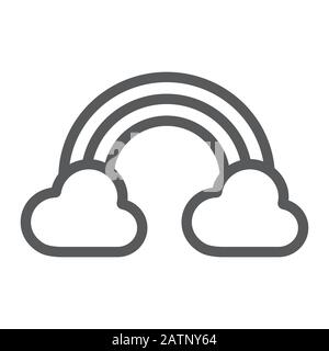 Rainbow line icon, st patrick's day and holiday, cloud with rainbow sign, vector graphics, a linear pattern on a white background, eps 10. Stock Vector