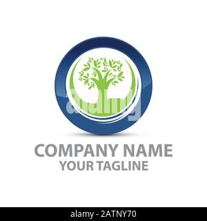 herbal leaf , Ecology, natural, organic label or logo,Plant nature ecology, tree Vector illustration abstract tree logo. Vector logo design template Stock Vector