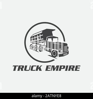 dump truck on white background vector illustration. Modern dump truck side view. Vehicle for cargo transportation Stock Vector