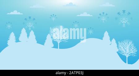 beautiful winter day on snowy hills, place for walk in fresh mountain air on winter day Stock Vector