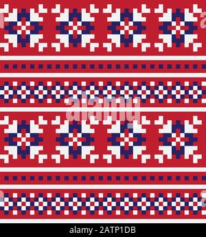 Christmas Snowflakes Fair Isle Seamless Pattern - This is a fair isle snowflake pattern suitable for website resources, graphics, print designs, fashi Stock Vector