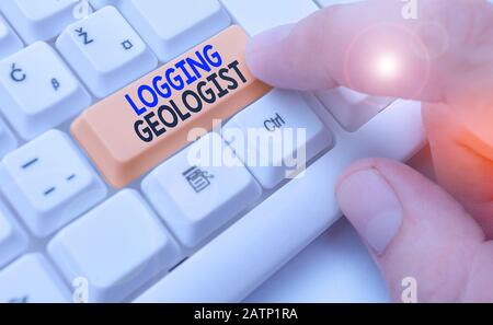 Handwriting text Logging Geologist. Conceptual photo Layout and execution of definition diamond drill programs Stock Photo