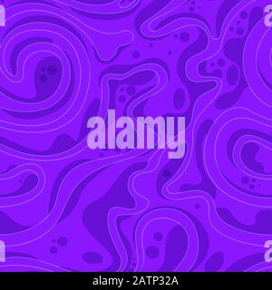 Bright vector texture of violet color from smooth rounded shapes of lines and spirals. Seamless pattern for decorating fabric or wrapping paper. Stock Vector