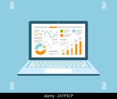 Business management on laptop. Analysis, financial report or project Stock Vector