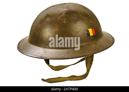 Genuine German World War One helmet isolated on a white background Stock Photo