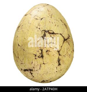 Ancient fossil stone egg with cracks isolated on a white background Stock Photo