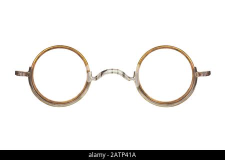 Vintage circular eyeglasses isolated on a white background Stock Photo