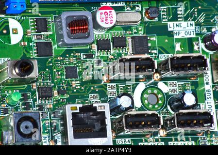 close up of electronic circuitry Stock Photo
