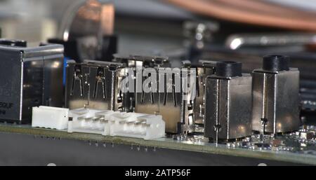 close up of electronic circuitry Stock Photo