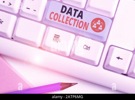 Handwriting text writing Data Collection. Conceptual photo gathering and measuring information on targeted variables Stock Photo