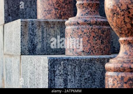 Marble Steps and Column Rails close up Stock Photo