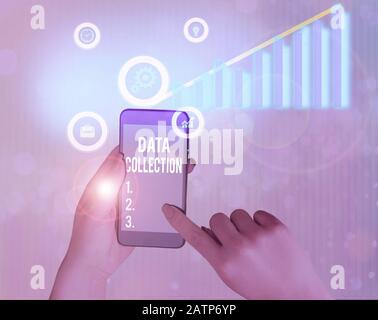 Handwriting text Data Collection. Conceptual photo gathering and measuring information on targeted variables Stock Photo