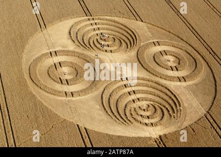 Crop circles appearing overnight in the rural district of Wiltshire in 2006 Stock Photo