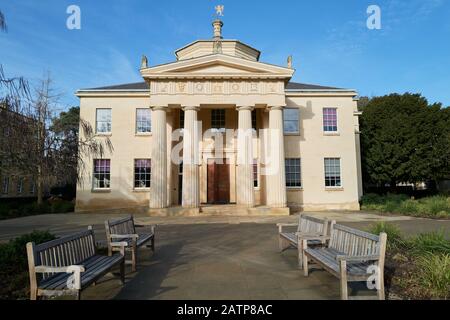 Maitland Robinson library at Downing college, university of Cambridge, England, on a sunny winter day. Stock Photo