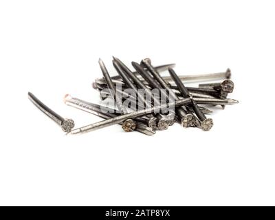 many Nails on white background Stock Photo