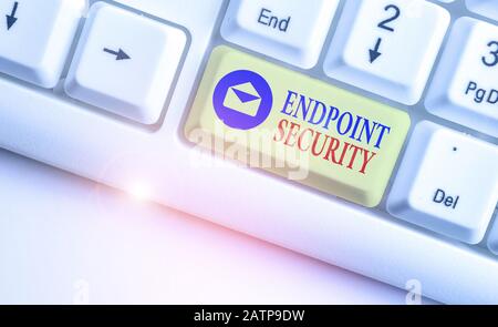Text sign showing Endpoint Security. Business photo text the methodology of protecting the corporate network Stock Photo