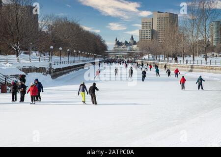 Skating on the Rideau Canal Stock Photo