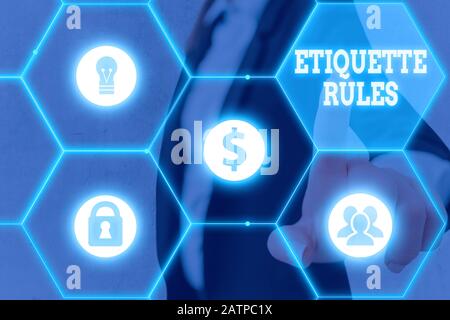 Handwriting text writing Etiquette Rules. Conceptual photo customs that control accepted behaviour in social groups Stock Photo