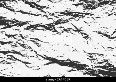 Abstract grunge overlay wrapped paper texture. Vector illustration of black and white grunge background for your design Stock Vector