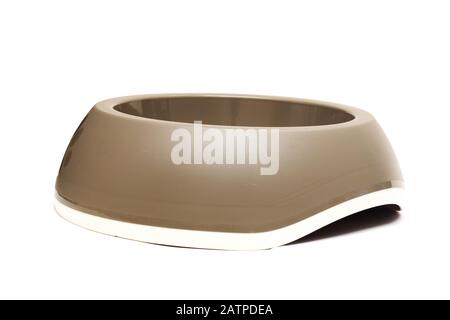 Gray dog bowl, isolated on white background Stock Photo