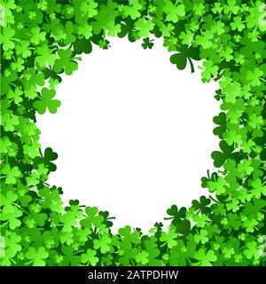 St. Patrick's Day background with green leaf clovers on white background Stock Vector
