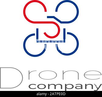 Abstract sign drone driver, quadrocopter with camera and action cam, vector icon Stock Vector