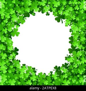 St. Patrick's Day background with green leaf clovers on white background. Vector Illustration Stock Vector