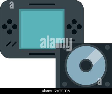 video game portable with compact disk Stock Vector