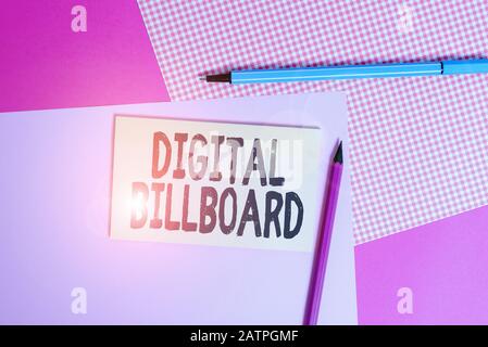 Conceptual hand writing showing Digital Billboard. Concept meaning billboard that displays digital images for advertising writing equipments and plain Stock Photo