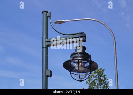 Kirkland City, modern, LED, energy-saving street lighting. Washington state. Stock Photo