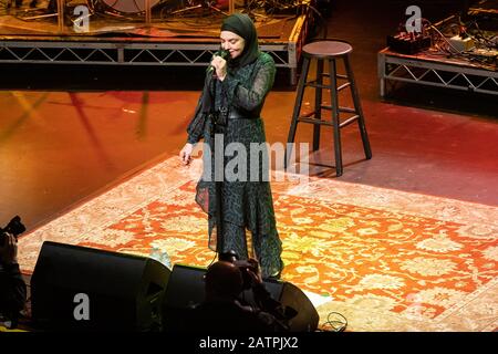 Irish singer-songwriter Sinéad O'Connor performing at The Vogue Theatre in Vancouver, BC on February 1st, 2020 Stock Photo