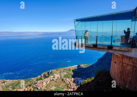 Glass Skywalk at the viewpoint Mirador de Abrante, Agulo, La Gomera, Canary Islands, Spain Stock Photo