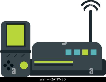 route wifi with video game devices technology Stock Vector