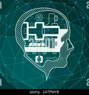 Human profile view. Stock Vector