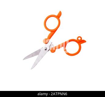 Scissors for cutting isolated on white background. Scissors are hand-operated cutting instruments. Stock Photo