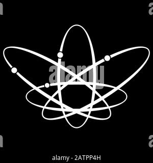 Atom with electrons. Schematic representation of the atom, scientific design Stock Vector