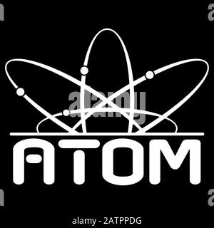 Atom with electrons. Schematic representation of the atom, scientific design Stock Vector