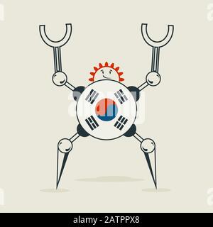 Cute vintage robot Stock Vector
