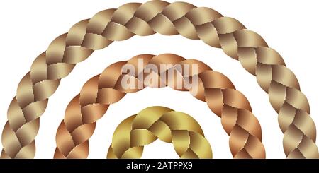 Vector Long Hair Braid Model Mandala Concept -  Isolated Blond Hairstyle Design Stock Vector