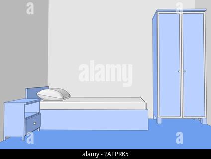Hotel Room interior isolated on a white background Stock Vector