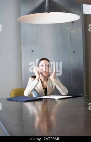 Portrait of a business woman smiling. Stock Photo